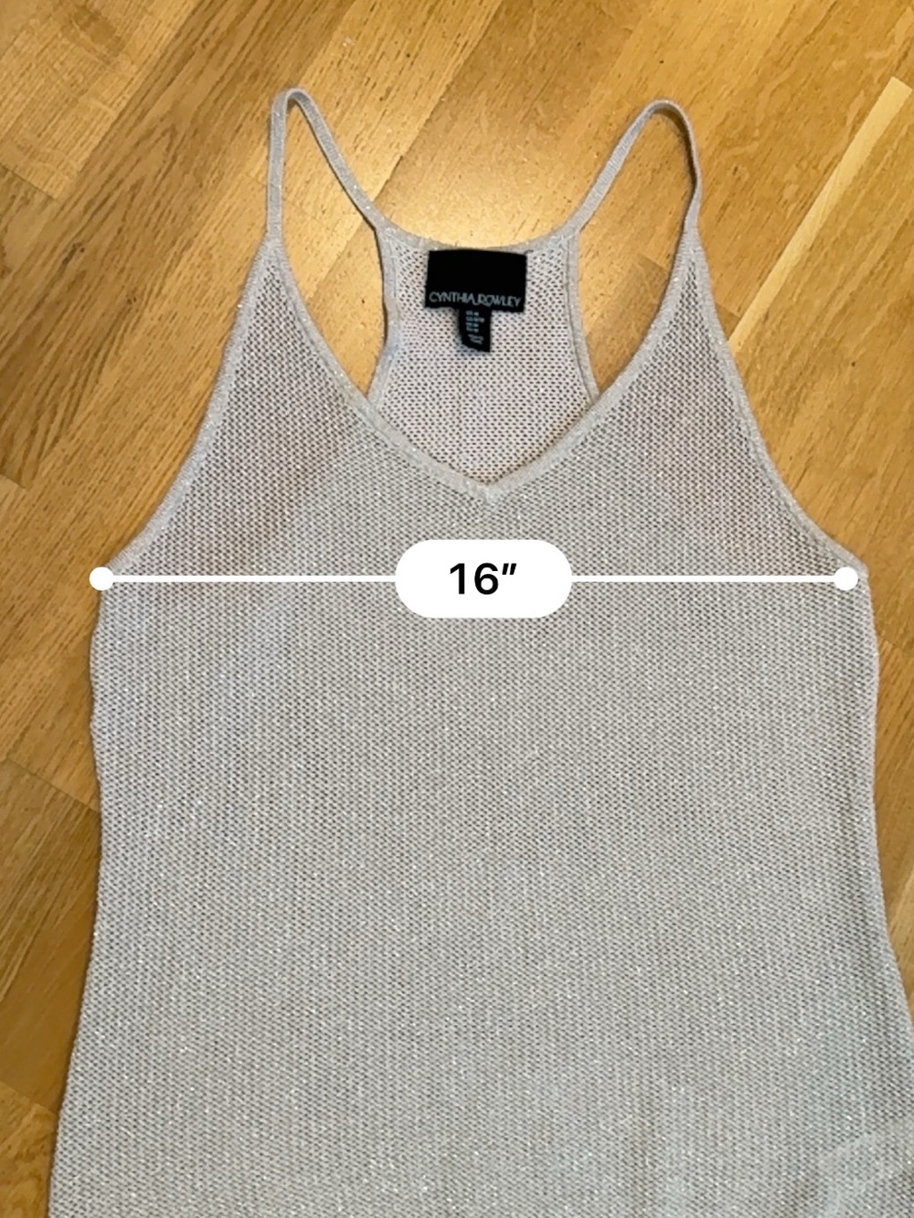 Cynthia Rowley Shimmer Knit V-Neck Tank in Light Silver-Beige - Picture 7 of 8